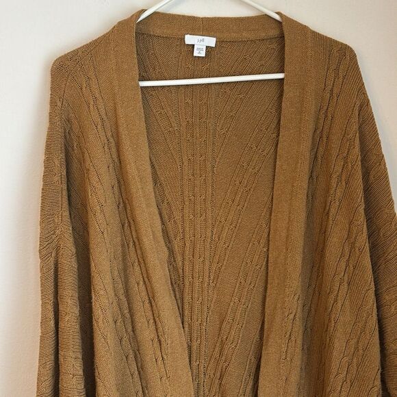 J. Jill Women’s long open cable knit camel tan casual cardigan sweater XL tall! - Picture 2 of 8
